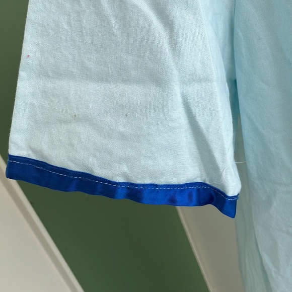 Vintage 60s 70s Mint Green Dress with Navy Trim - Picture 3 of 8